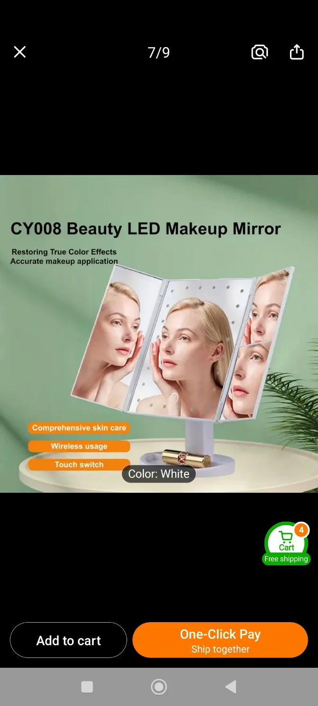 New USB Tri-fold Makeup Mirror with Touch Sensor image indicator(3)