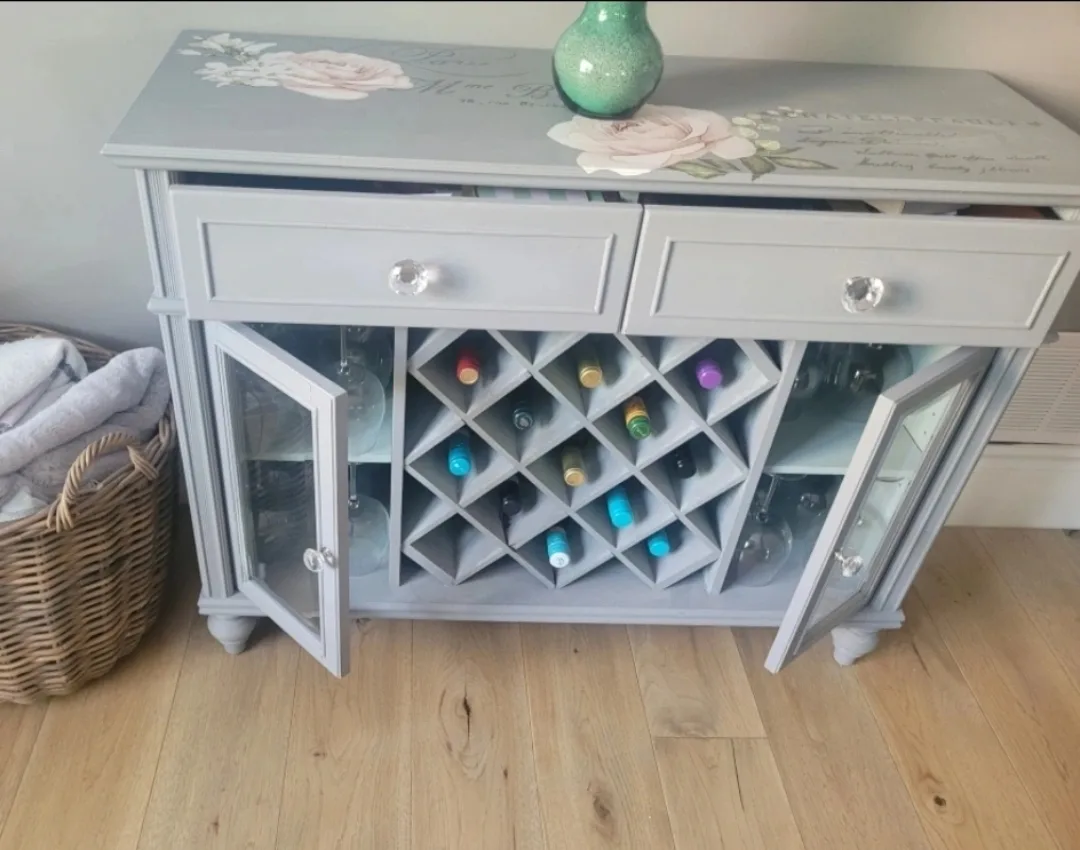 farmhouse Painted Wine Cabinet with Storage image indicator(5)