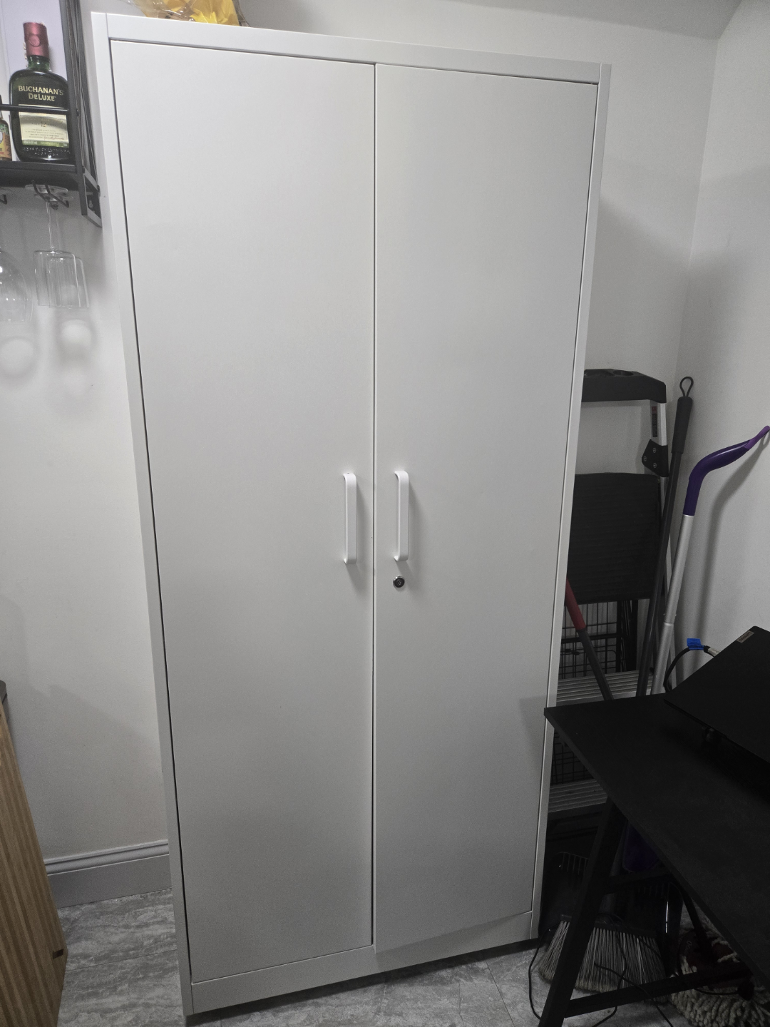 White Metal Storage Cabinet