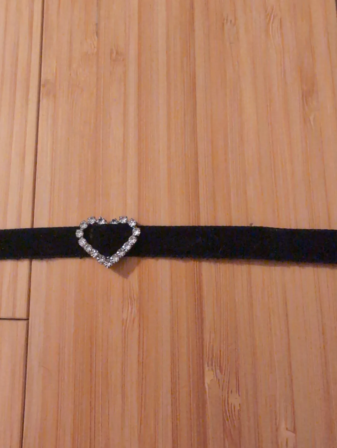 Black Velvet Choker with Rhinestone Heart Charm thumbnail
