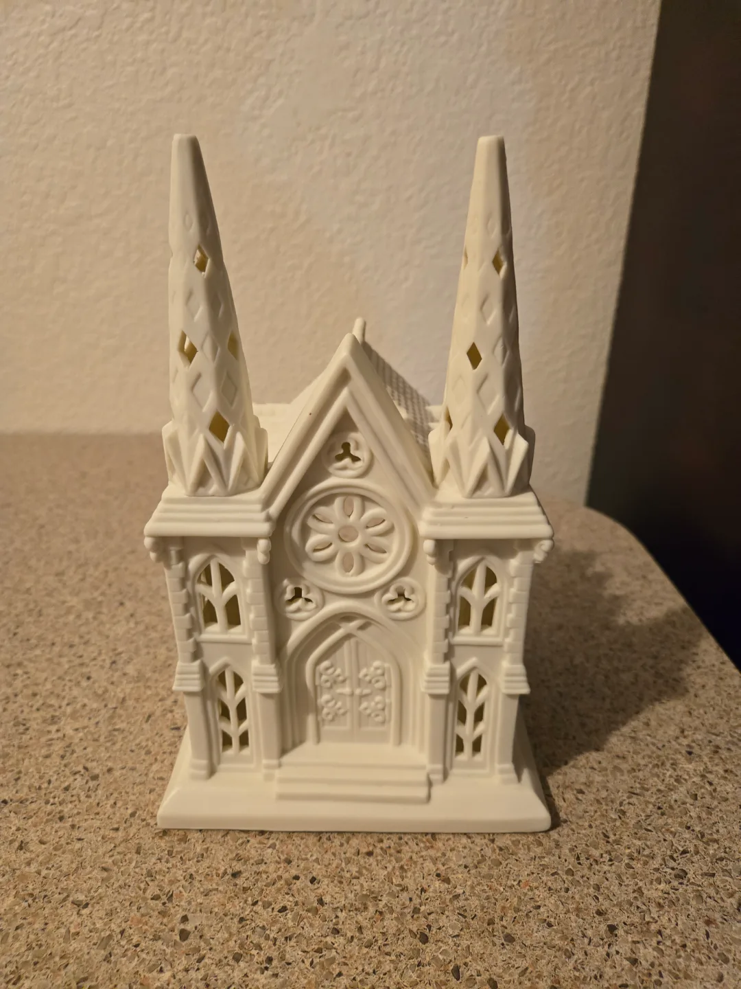 White Porcelain Cathedral Candle Holder thumbnail