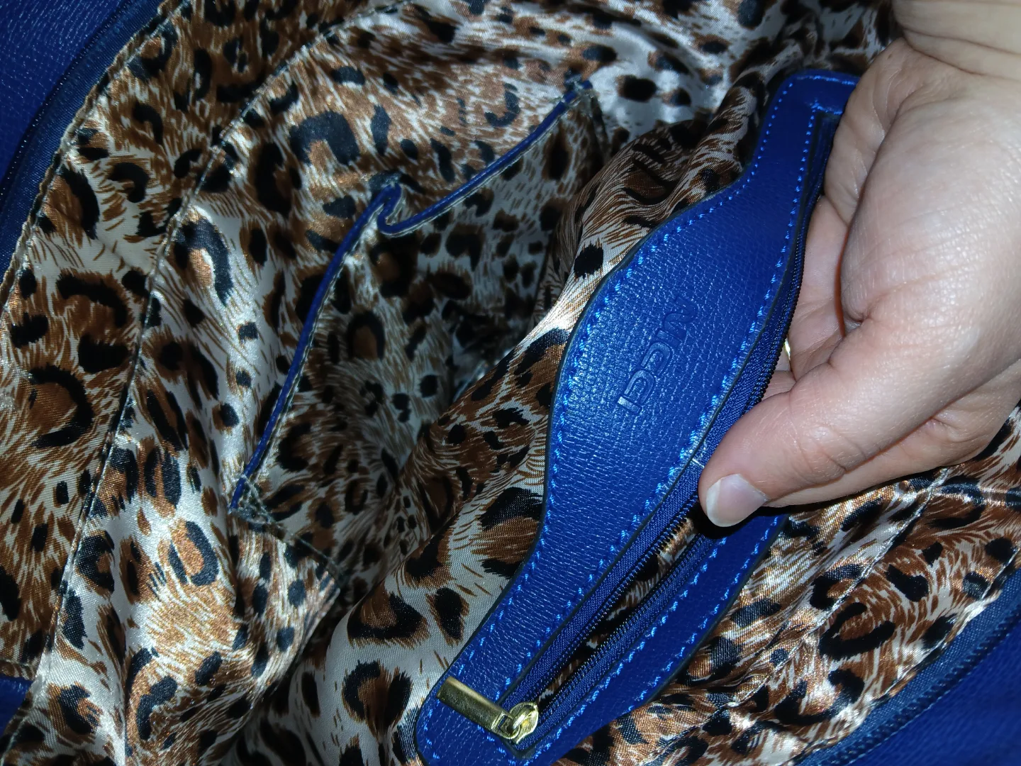 Nicci blue, brown and white purse image indicator(10)