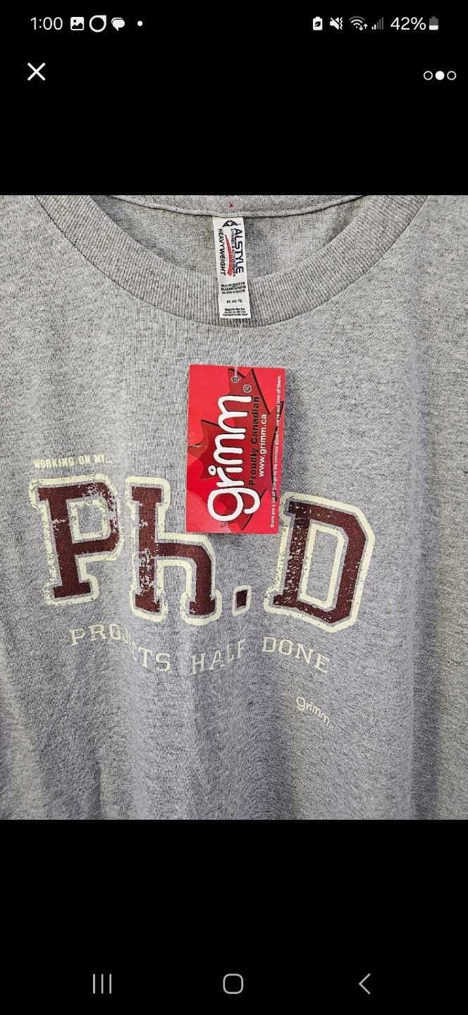 Grey PhD Projects Half Done T-Shirt - photo 2