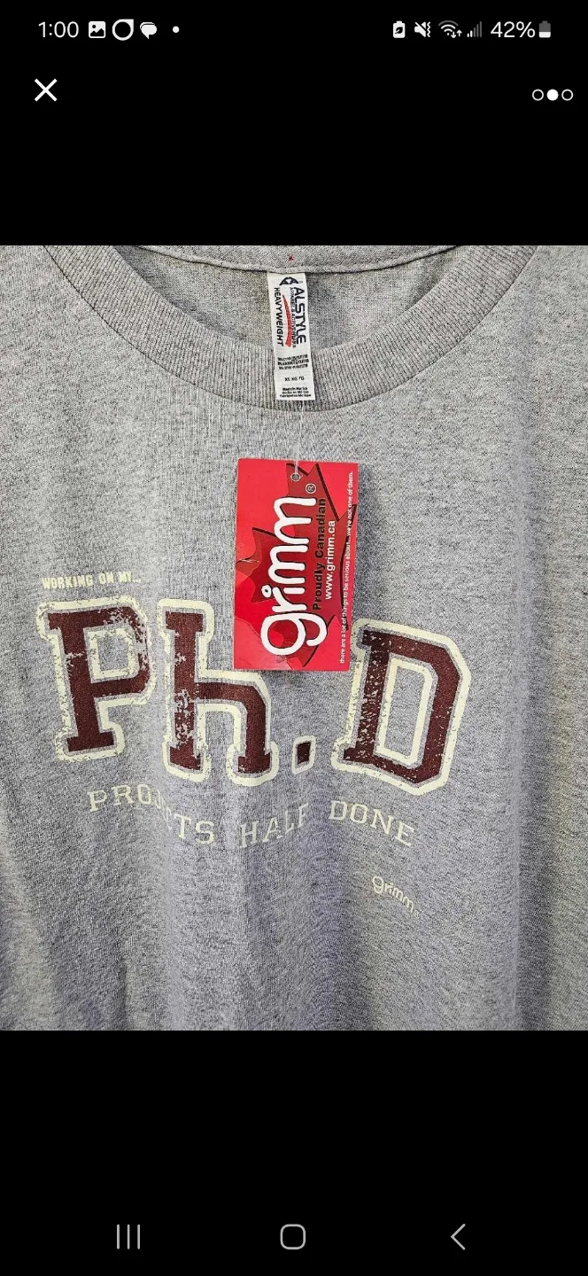 Grey PhD Projects Half Done T-Shirt image indicator(2)