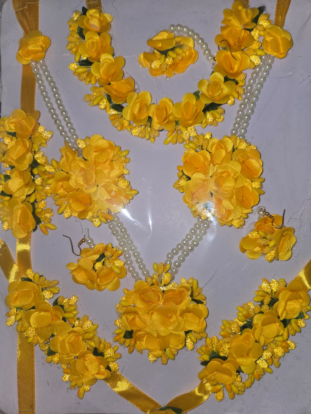 Beautiful Yellow and Red Faux Flower Jewellery Set image indicator(2)