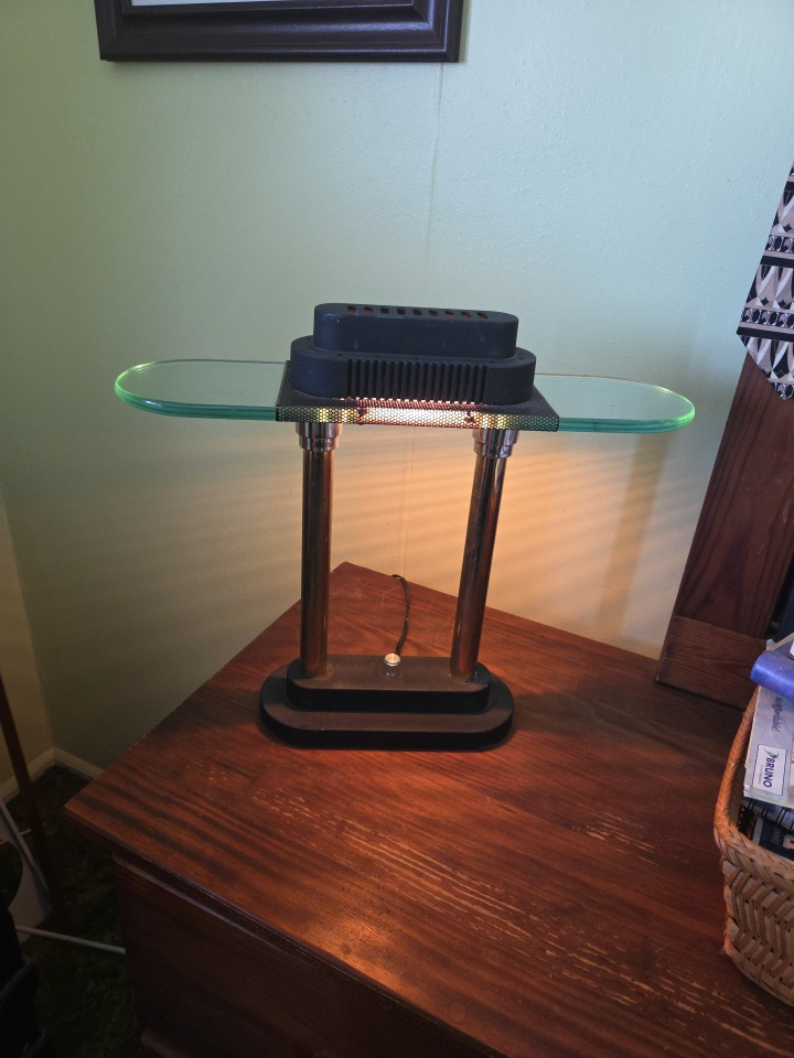 Vintage Desk Lamp with Glass Top