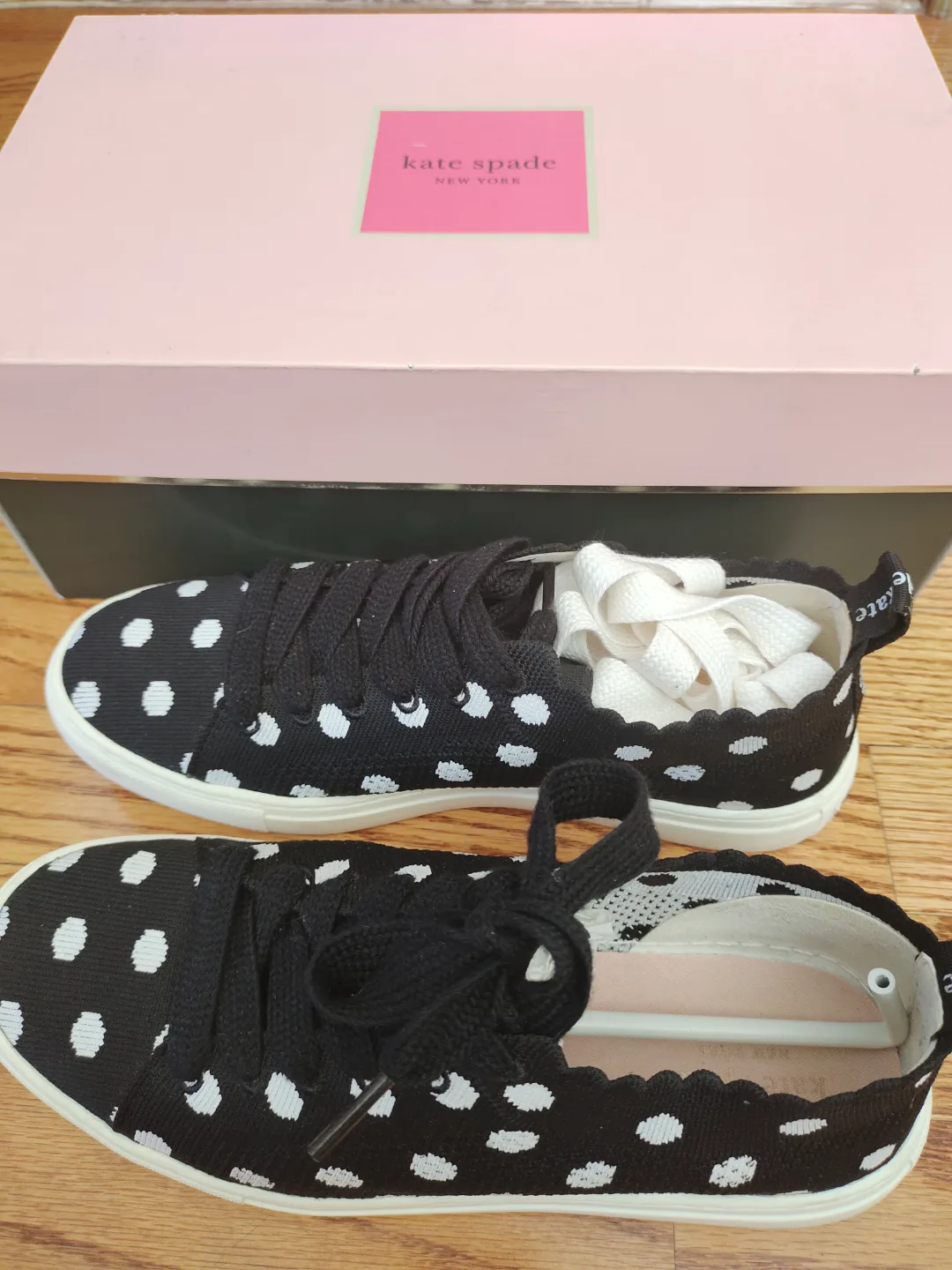 Kate Spade New York Black and White Polka Dot Knit Sneakers image indicator(4)