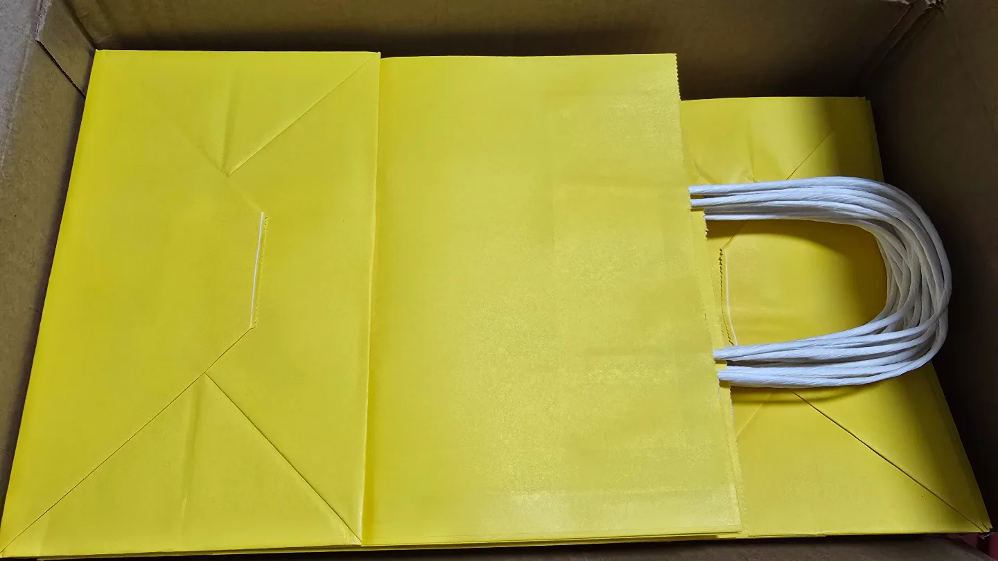 Bulk Yellow Paper Gift Bags with Handles image indicator(6)