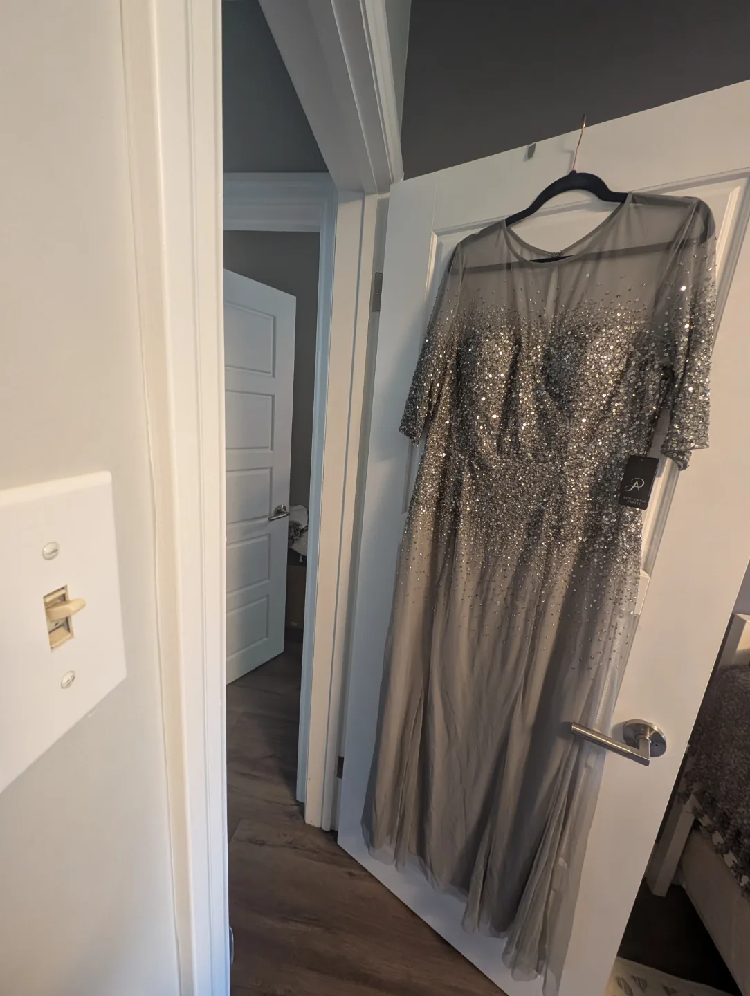 Adrianna Papell Beaded Illusion Gown - Size 16M thumbnail