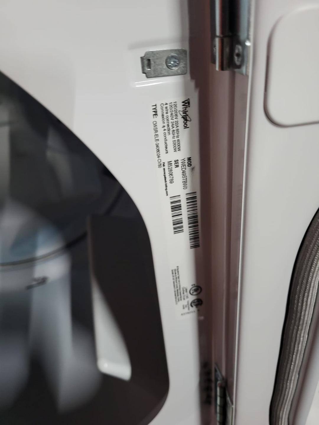 Whirlpool WED4900BW Electric Dryer