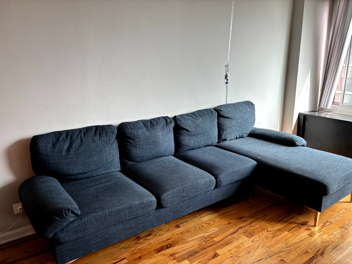 blue Sectional Sofa with Gold Legs, with chase thumbnail