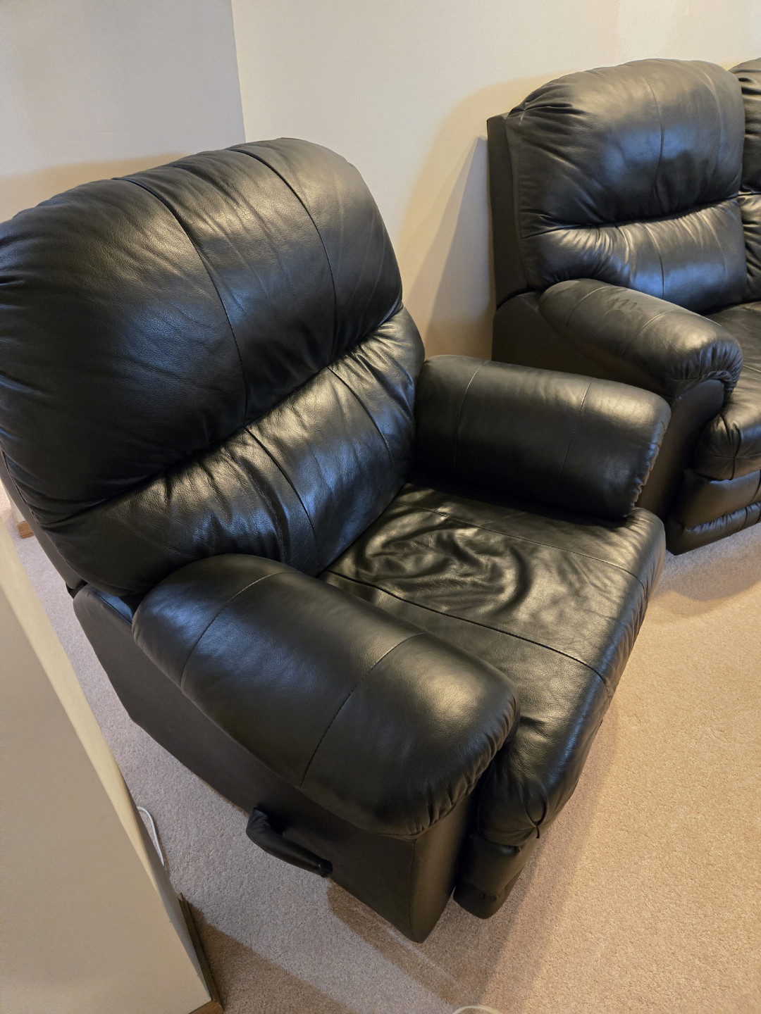 3 piece leather reclining set - photo 3
