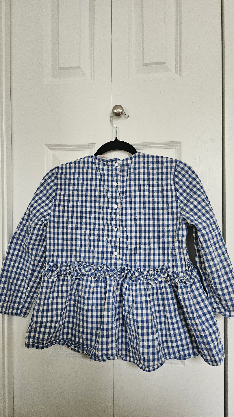 Blue and White Gingham Blouse