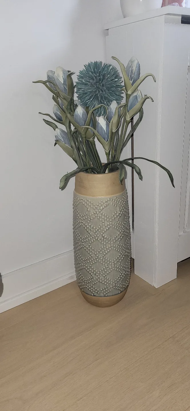 Decorative Ceramic Vase with Artificial Flowers thumbnail