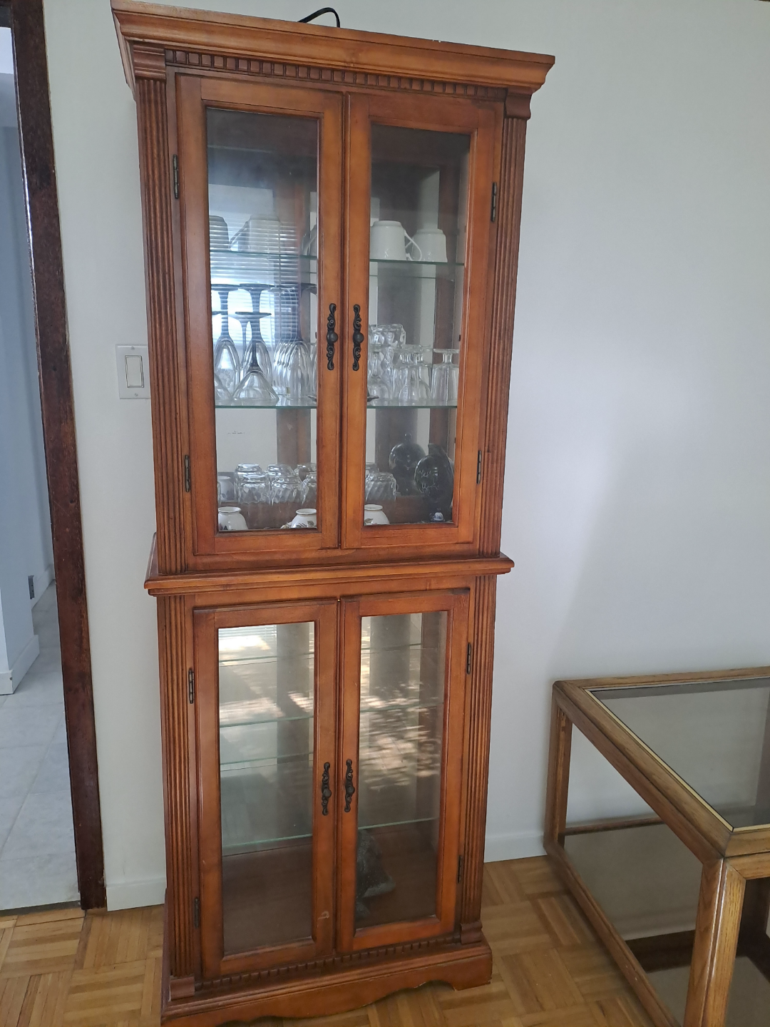 Wooden Curio Cabinet with Glass Doors