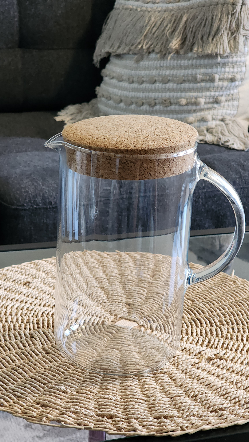 Like New IKEA Glass Pitcher with Cork Lid - 1.5 l