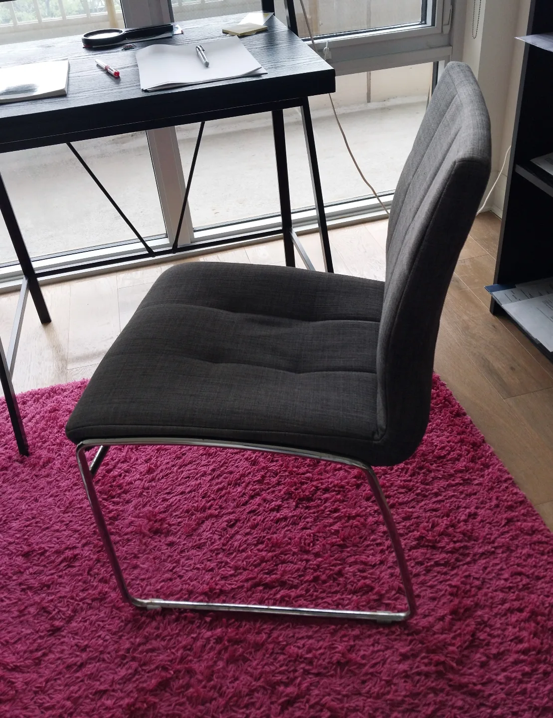 Modern Dark Grey Fabric Chair with Chrome Legs thumbnail