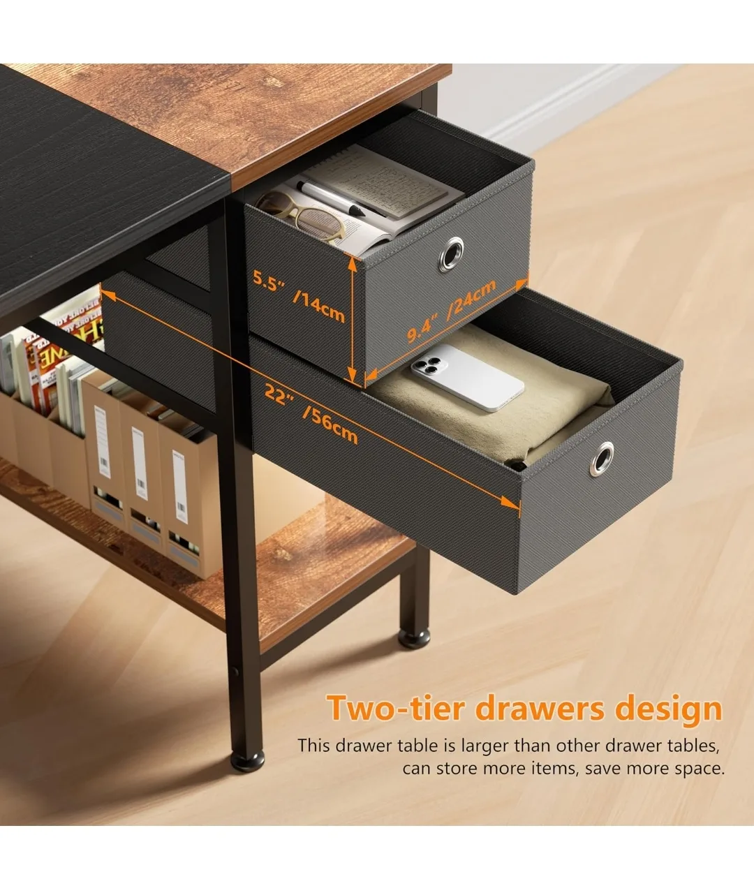 Computer Desk with Two Drawers and Shelf🏒🏒🏒 image indicator(4)