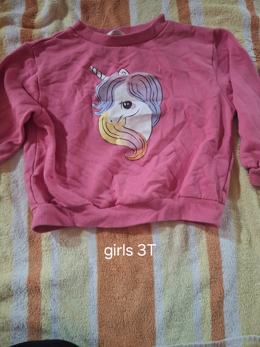Girls Pink Unicorn Sweatshirt - Size 3T thumbnail