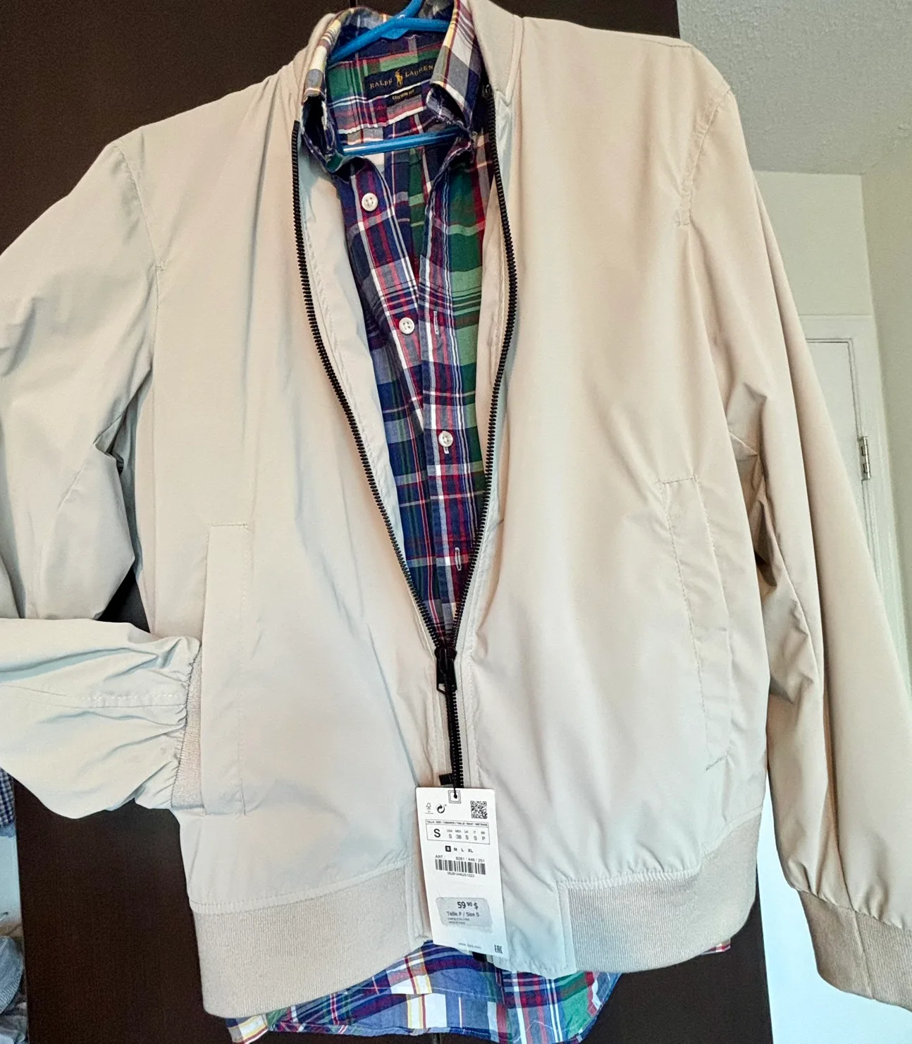 Zara Off White Men’s Spring Bomber Jacket - Size Small thumbnail