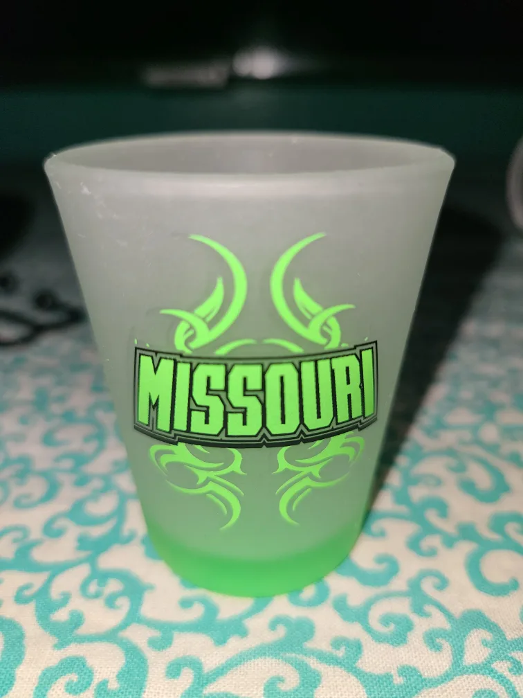 Missouri Shot Glass - Green Tribal Design#freecycle thumbnail