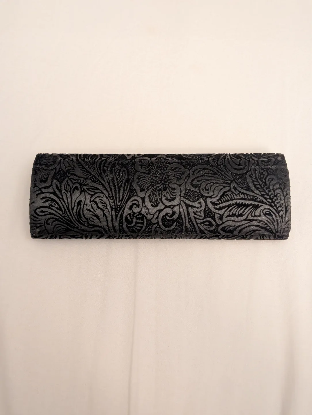 Black Velvet Eyeglass Case with Floral Design thumbnail