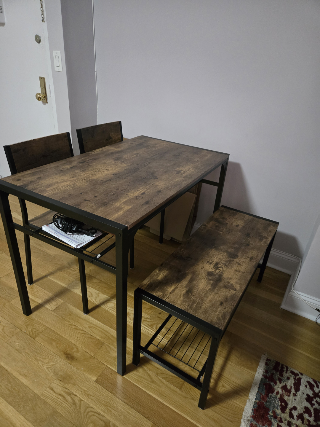 Rustic Brown 3-Piece Dining Set with Bench - photo 2
