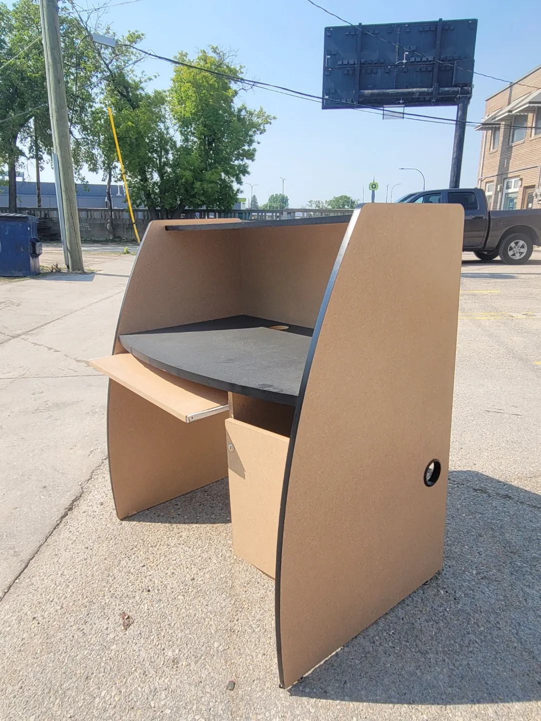 Small Computer Desk - Tan and Black thumbnail