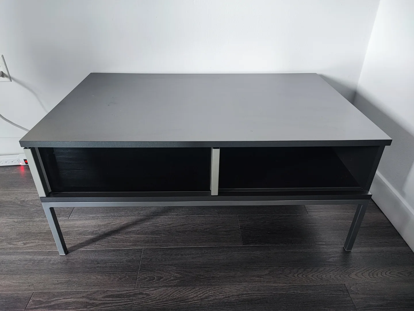 Grey Modern TV Stand with Storage and Metal Legs image indicator(2)