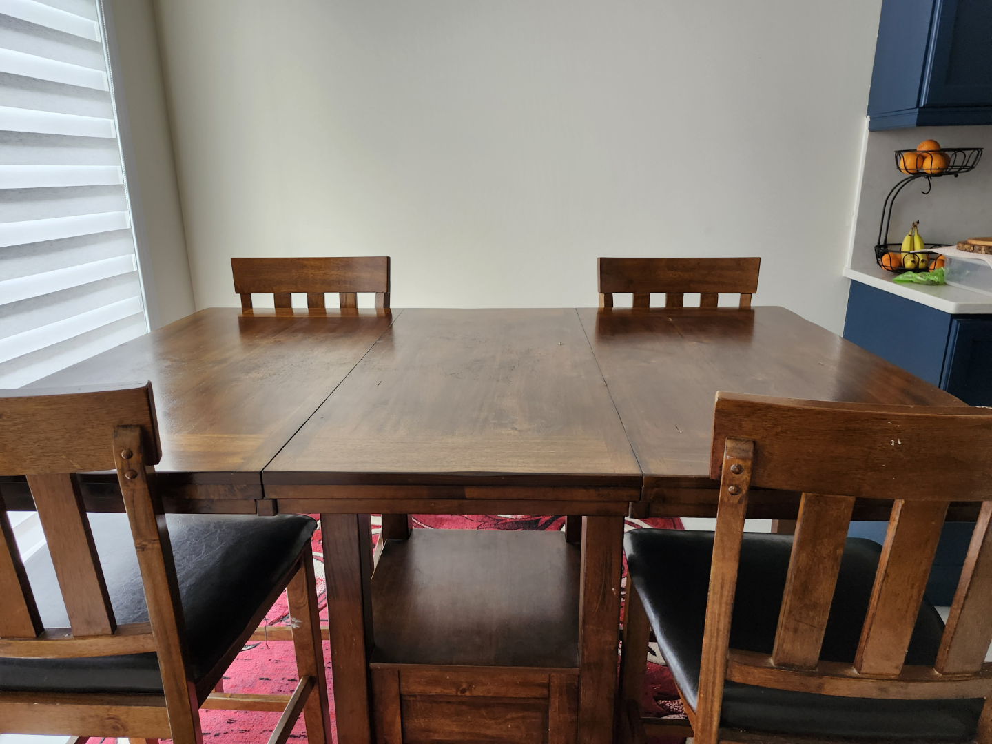 Dark Brown Wooden Dining Table Set with 4 Chairs