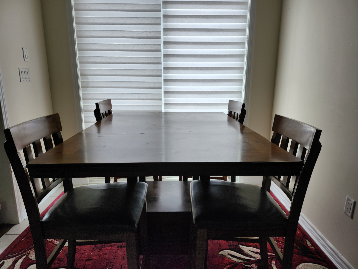 Dark Brown Wooden Dining Table Set with 4 Chairs - photo 3