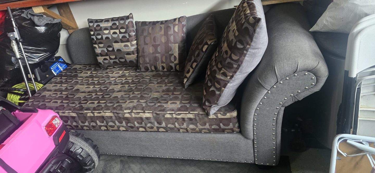 Grey Chaise Lounge with Pillows