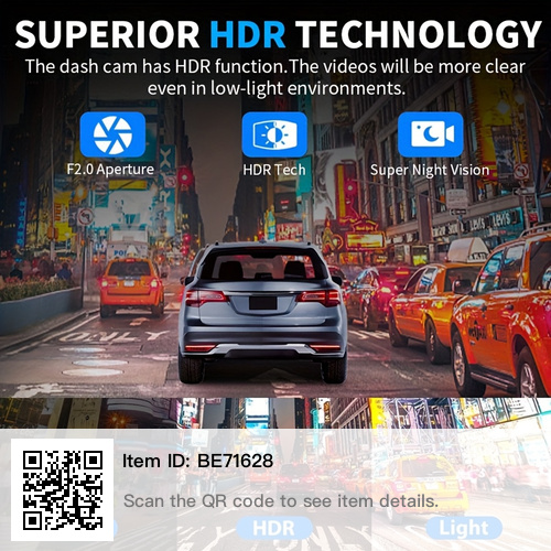 Triple Lens Dash Cam with 64GB Card - Full HD Night Vision - photo 3