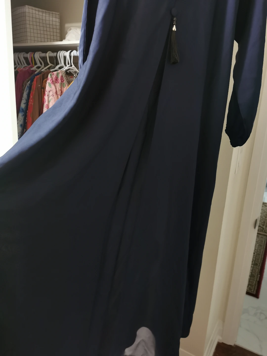 Navy Blue Abaya Maxi Dress with Button Detail - photo 2
