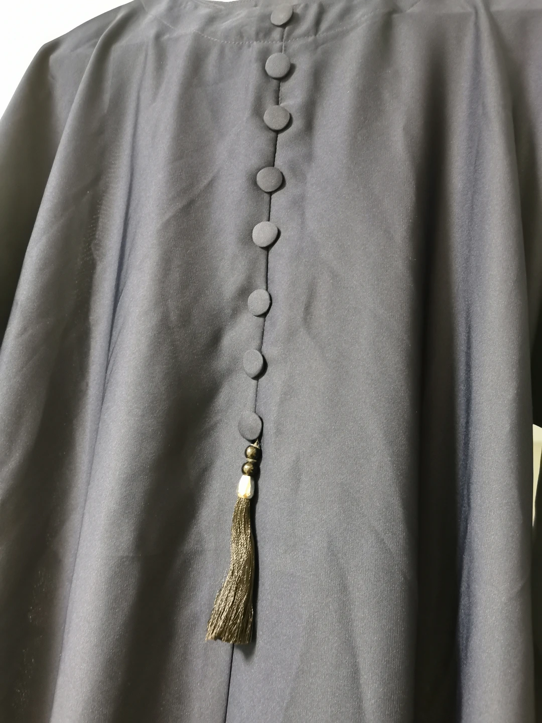 Navy Blue Abaya Maxi Dress with Button Detail - photo 4