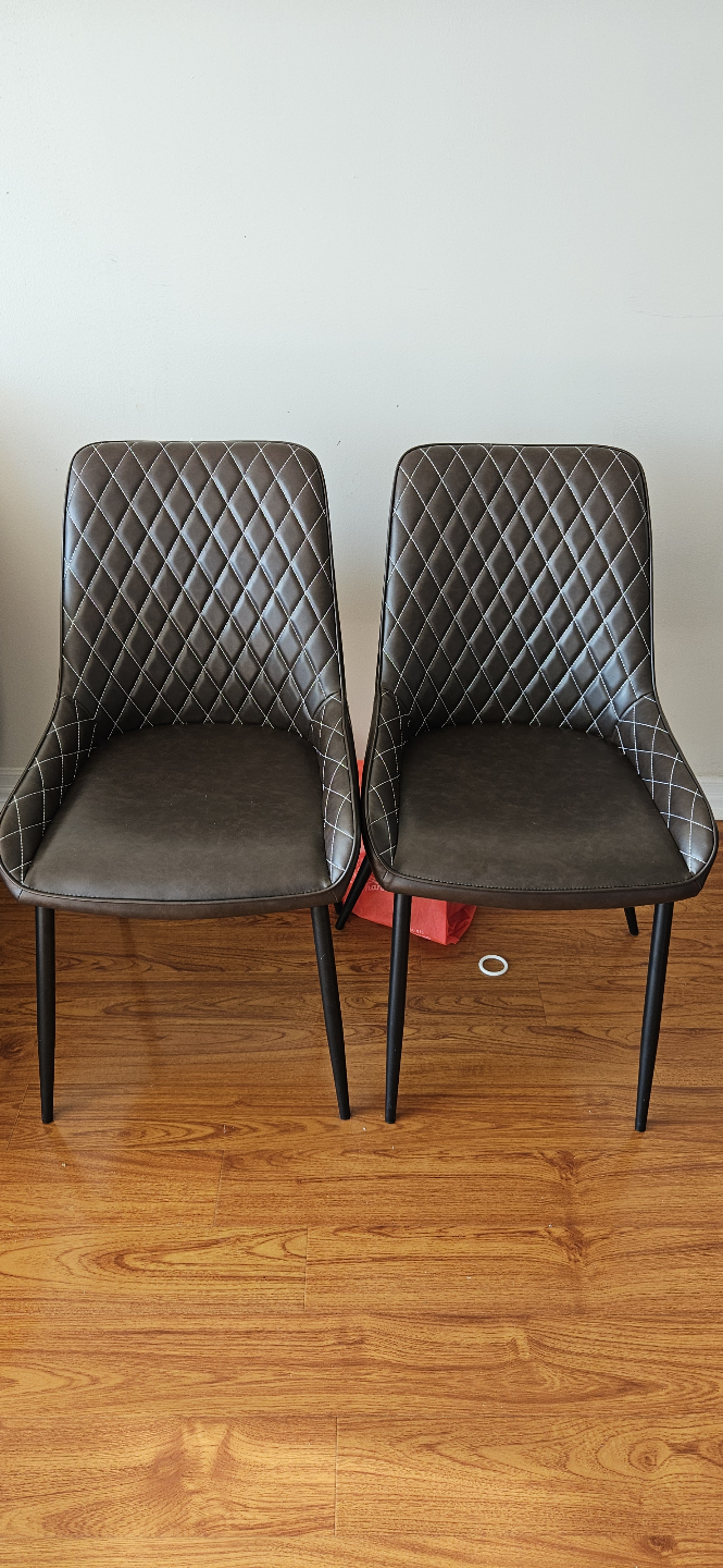 Pair of Brown Quilted Dining Chairs
