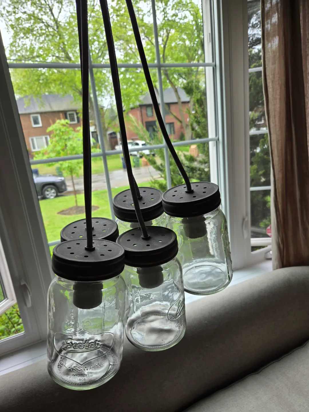 Mason Jar Pendant Light Fixture - 5 Lights (Pottery Barn) thumbnail