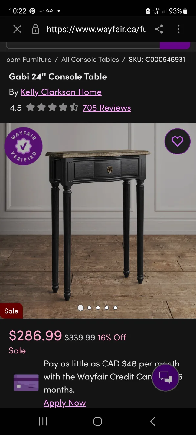 Kelly Clarkson Home Gabi 24" Console Table - Black image indicator(3)