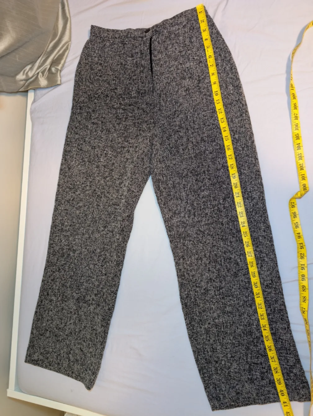 Women's Grey & White Tweed-look Wide Leg Pants image indicator(2)