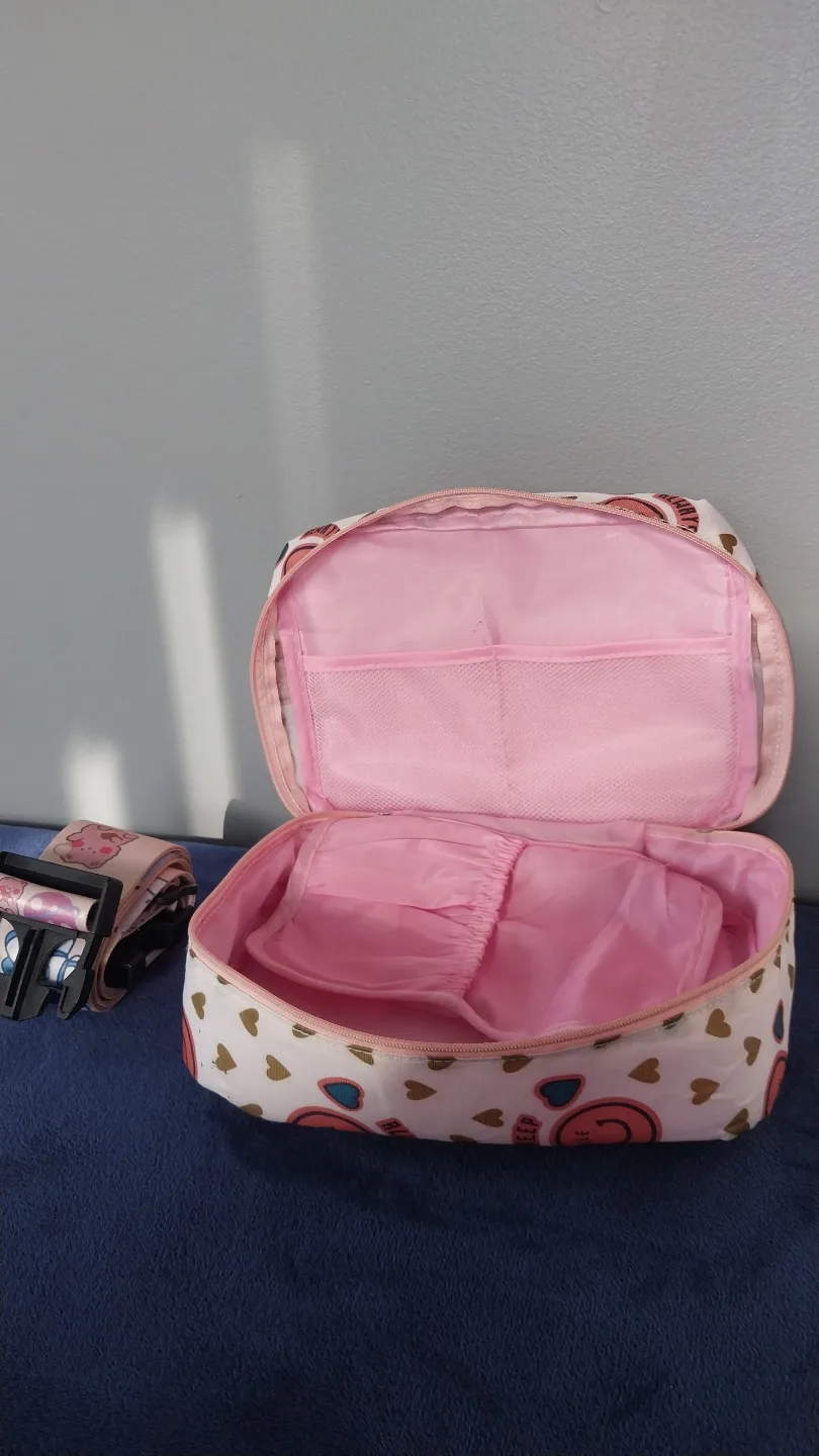 Cute travel makeup bag with strap thumbnail