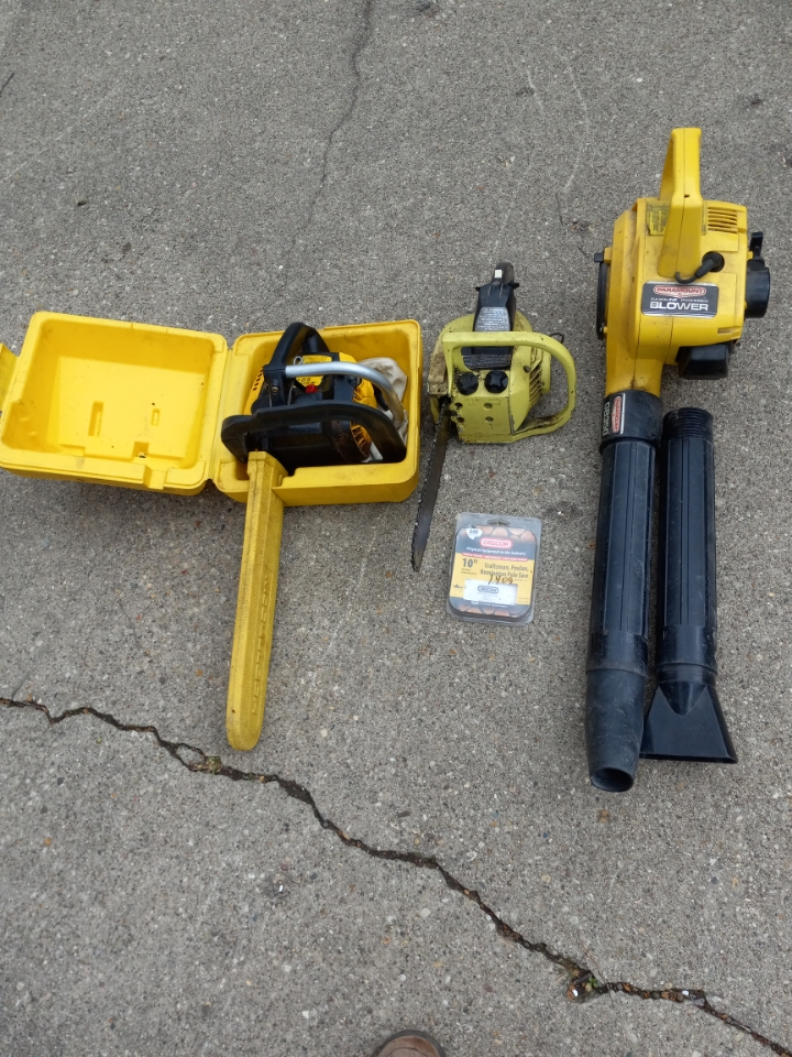 electric chainsaw and leaf blower