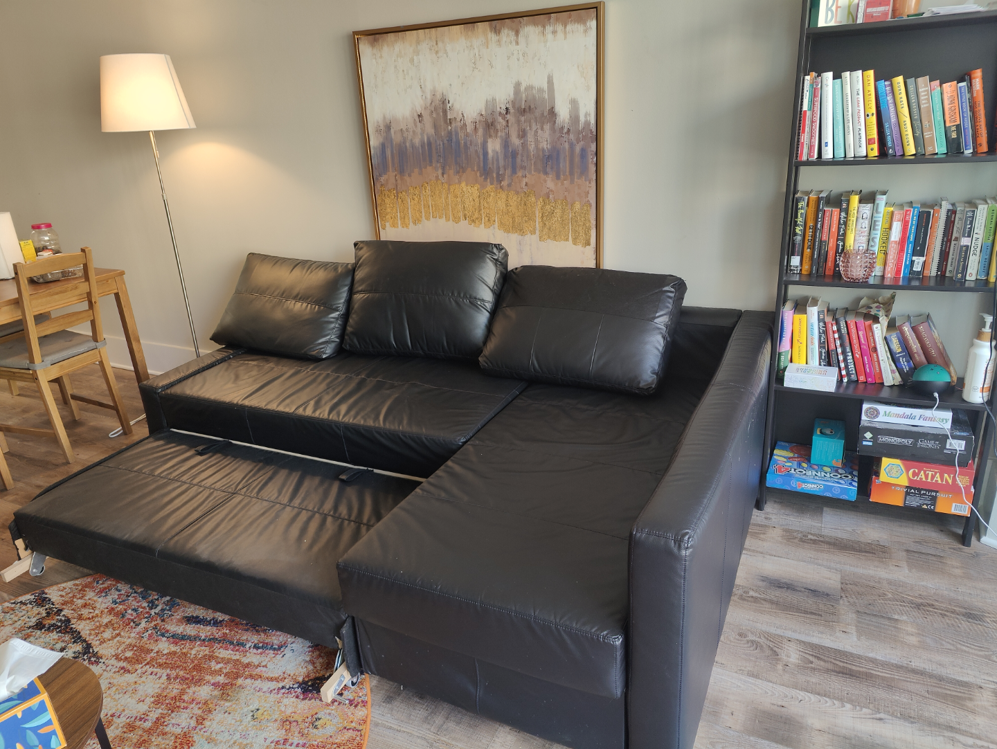 Black Leather Sectional Sofa Bed