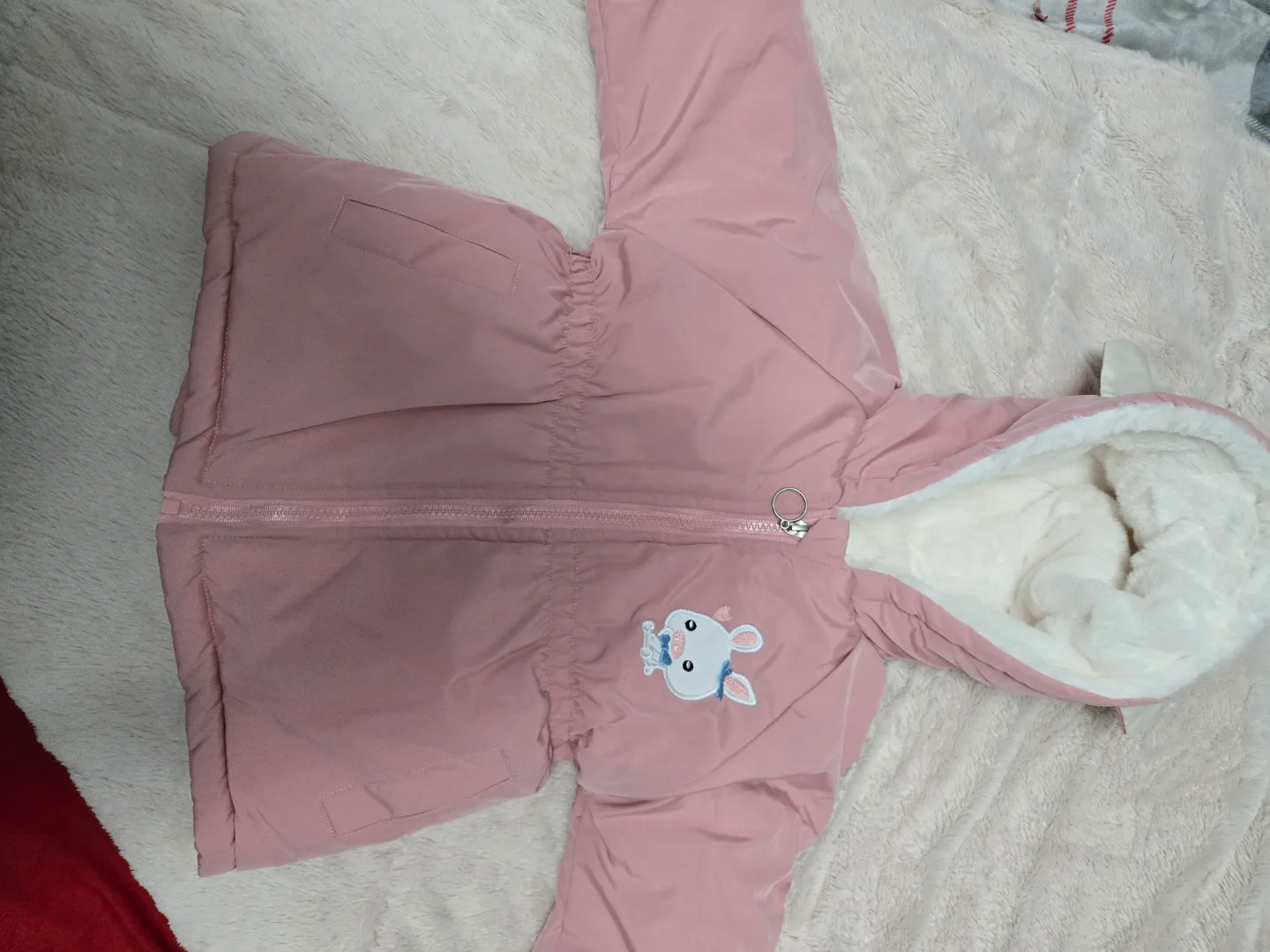 Adorable Pink Toddler Winter Jacket with Bunny Embroidery 🏒 thumbnail