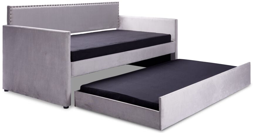 Grey Velvet Daybed with Trundle