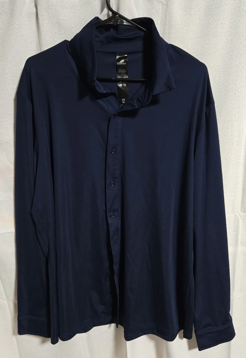 Men's Navy Blue Long Sleeve Button-Down Shirt Size XL thumbnail