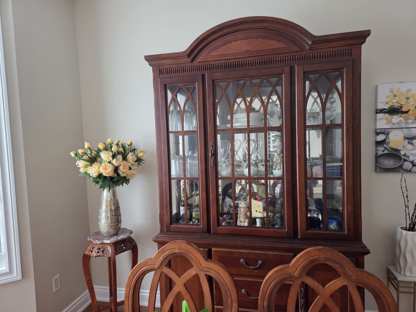 Antique Wooden China Cabinet & Dining Set - photo 3