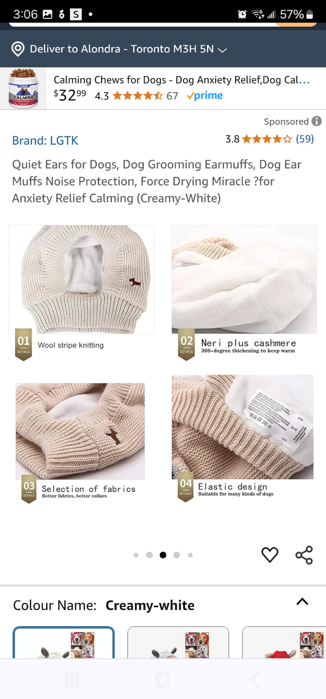 Creamy-White Knit Dog Hat with Ears - photo 2