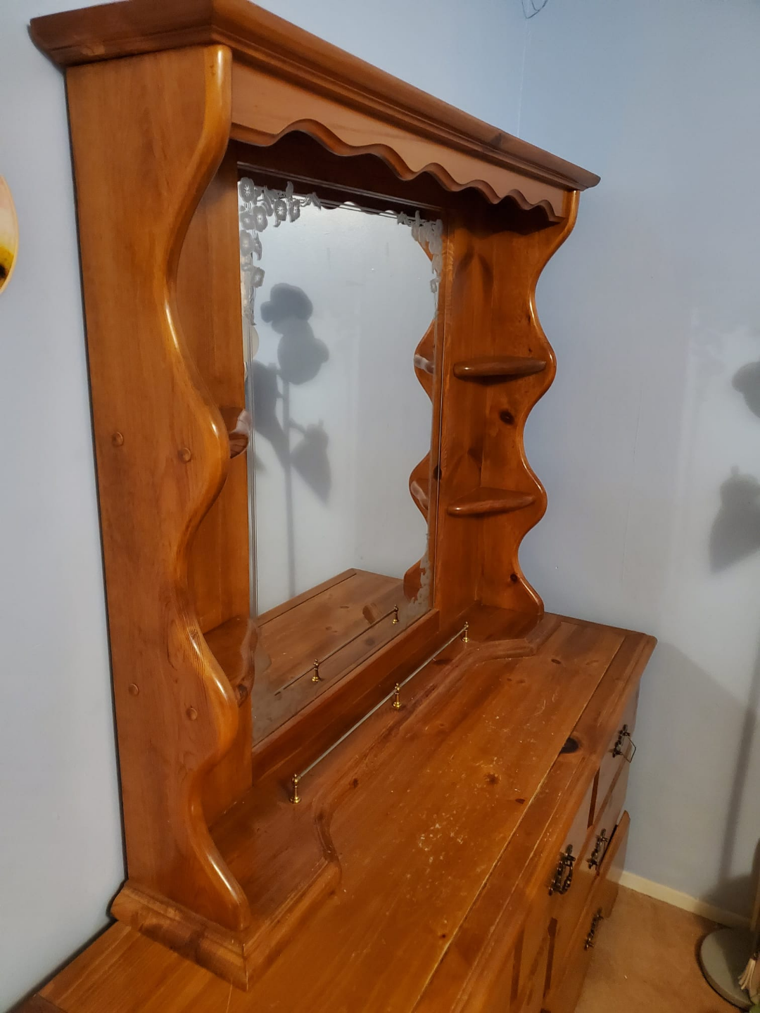 Solid Pine Wood Dresser with Mirror - photo 3