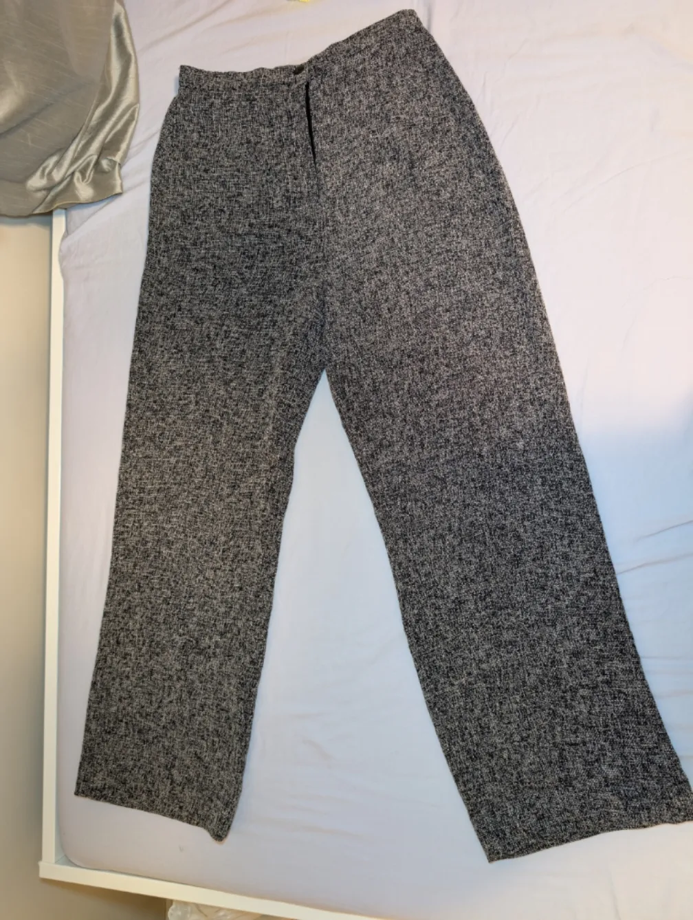 Women's Grey & White Tweed-look Wide Leg Pants thumbnail