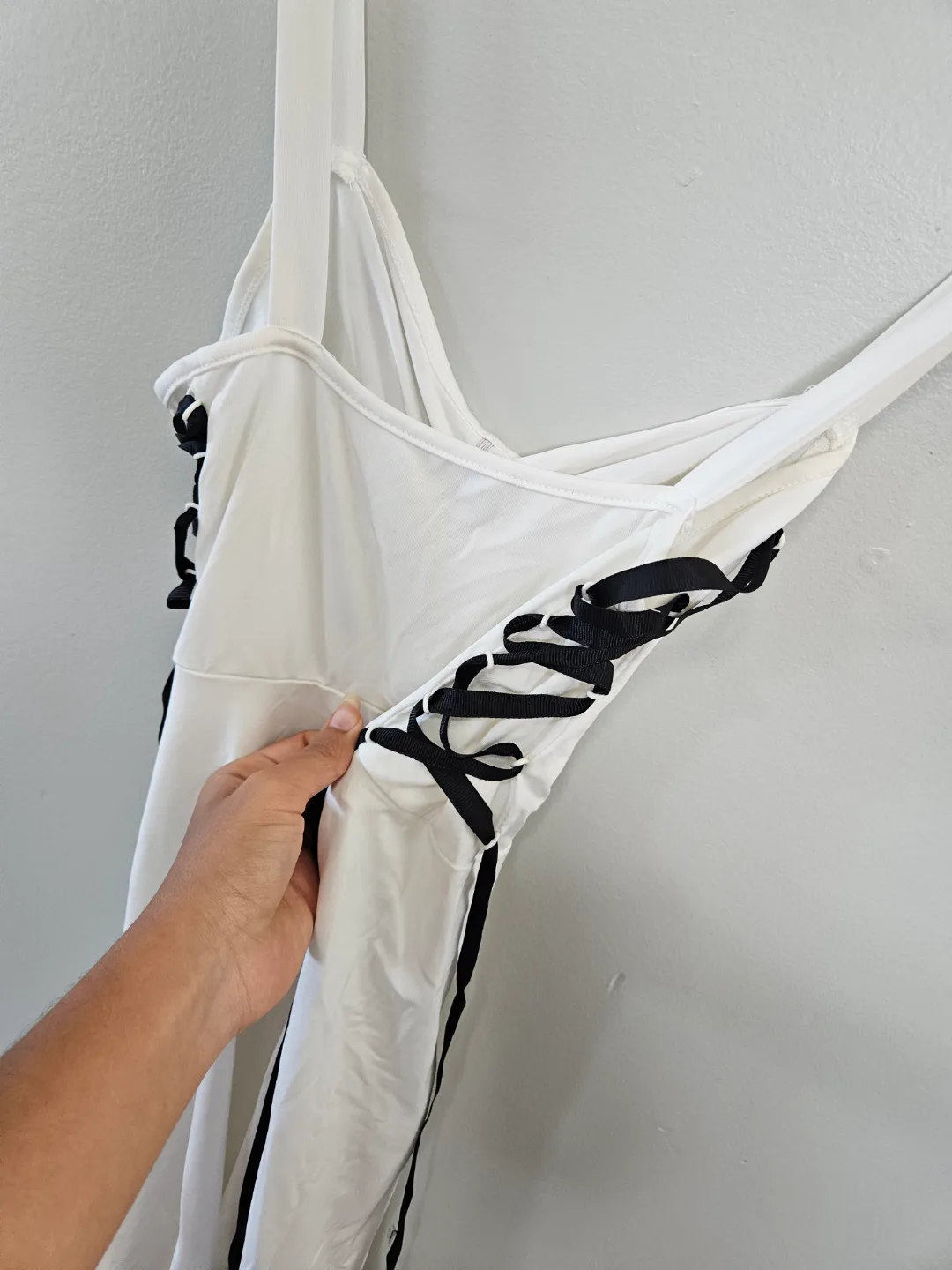 White Lace-Up Mini Dress image indicator(3)